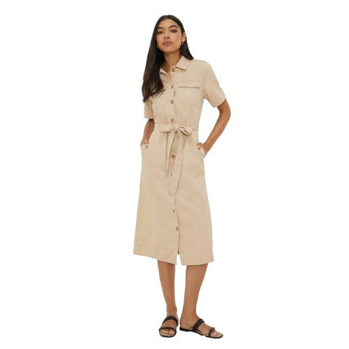 Front - Dorothy Perkins Womens/Ladies Twill Waist Tie Midi Dress