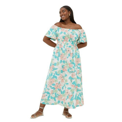 Front - Dorothy Perkins Womens/Ladies Large Floral Bardot Plus Midi Dress