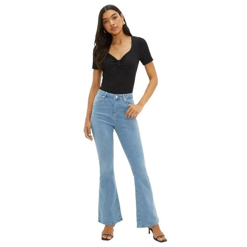 Front - Dorothy Perkins Womens/Ladies Sculpt High Waist Flared Jeans