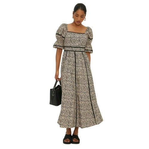 Front - Dorothy Perkins Womens/Ladies Trim Detail Puffed Midi Dress