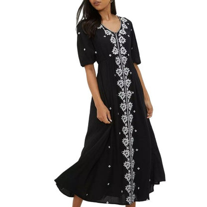 Front - Dorothy Perkins Womens/Ladies Embroidered V Neck Midi Dress