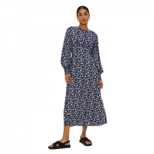 Front - Dorothy Perkins Womens/Ladies Ditsy Print Shirred Cuff Midi Dress