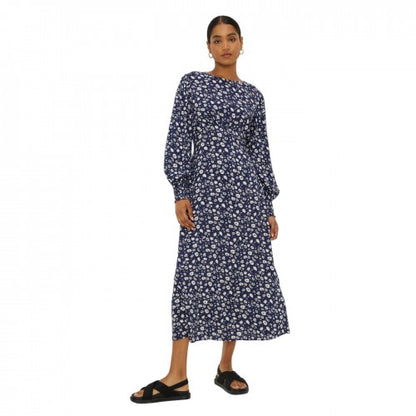 Front - Dorothy Perkins Womens/Ladies Ditsy Print Shirred Cuff Midi Dress