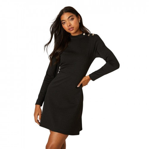 Front - Dorothy Perkins Womens/Ladies Buttons Ponte High-Neck Mini Dress