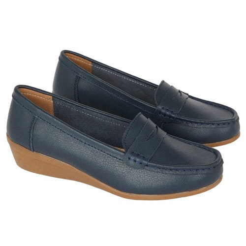 Front - Good For The Sole Womens/Ladies Niamh Leather Wide Loafers