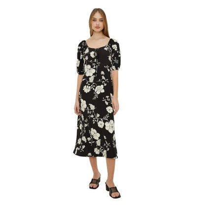 Front - Dorothy Perkins Womens/Ladies Floral Front Tie Midi Dress