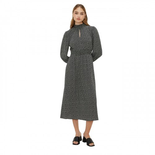 Front - Dorothy Perkins Womens/Ladies Spotted Shirred Waist Long-Sleeved Midi Dress