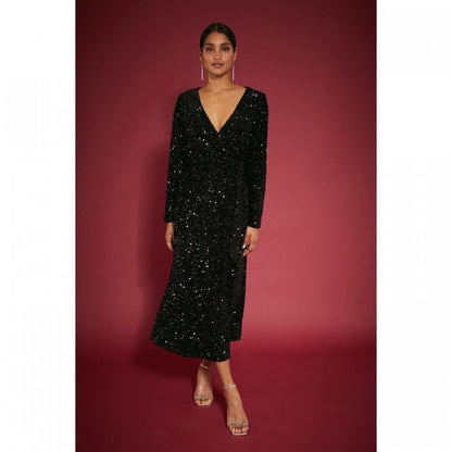 Front - Dorothy Perkins Womens/Ladies Sequin Wrap Tall Midi Dress