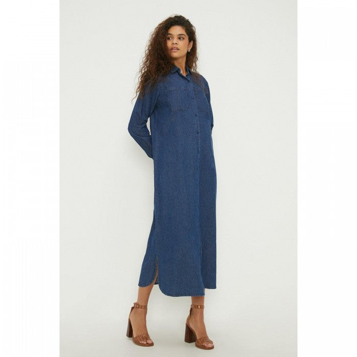 Front - Dorothy Perkins Womens/Ladies Denim Tall Midi Shirt Dress