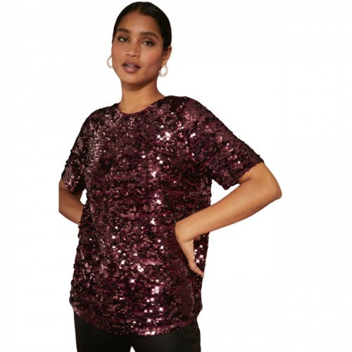 Front - Dorothy Perkins Womens/Ladies Sequin Short-Sleeved Top