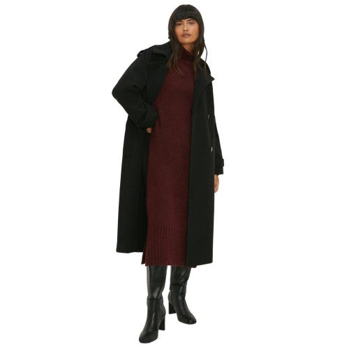Front - Dorothy Perkins Womens/Ladies Belted Wool Effect Double-Breasted Trench Coat