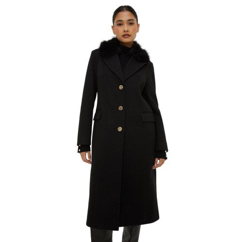 Front - Dorothy Perkins Womens/Ladies Faux Fur Trim Single-Breasted Petite Coat