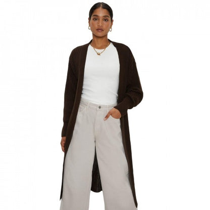 Front - Dorothy Perkins Womens/Ladies Ribbed Knitted Midi Puff Sleeve Cardigan