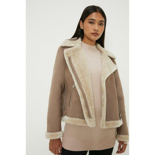 Front - Dorothy Perkins Womens/Ladies Shearling Petite Bomber Jacket
