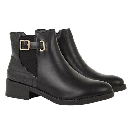Front - Good For The Sole Womens/Ladies Marlie Buckle Detail Ankle Boots