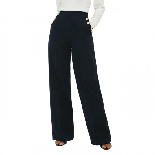 Front - Dorothy Perkins Womens/Ladies Button Detail Wide Leg Trousers