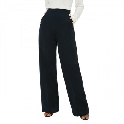 Front - Dorothy Perkins Womens/Ladies Button Detail Wide Leg Trousers