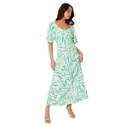 Front - Dorothy Perkins Womens/Ladies Printed Tie Back Petite Flutter Midi Dress
