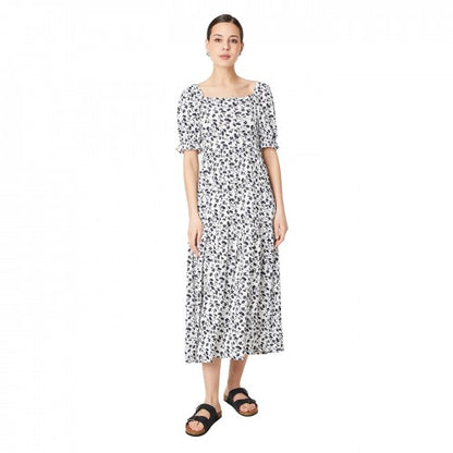 Front - Dorothy Perkins Womens/Ladies Ditsy Print Tiered Puff Sleeve Midi Dress