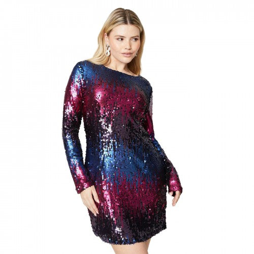 Front - Dorothy Perkins Womens/Ladies Ombre Sequins Long-Sleeved Mini Dress