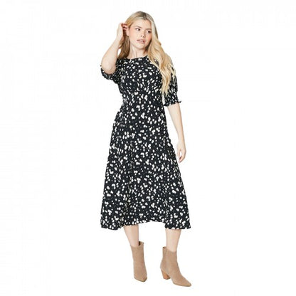 Front - Dorothy Perkins Womens/Ladies Abstract Shirred Cuff Midi Dress