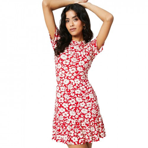 Front - Dorothy Perkins Womens/Ladies Ditsy Print Frill Hem Petite Mini Dress