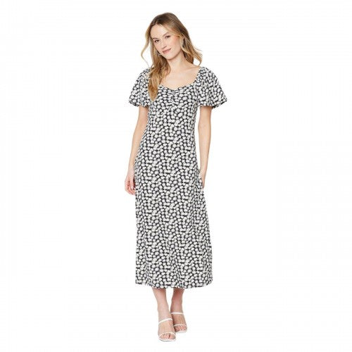 Front - Dorothy Perkins Womens/Ladies Floral Ruched Front Flutter Midi Dress