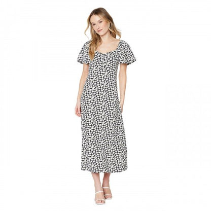 Front - Dorothy Perkins Womens/Ladies Floral Ruched Front Flutter Midi Dress