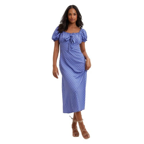 Front - Dorothy Perkins Womens/Ladies Polka Dot Textured Bow Midi Dress