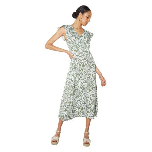 Front - Dorothy Perkins Womens/Ladies Safari Button Detail Petite Ruffle Midi Dress