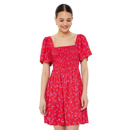 Front - Dorothy Perkins Womens/Ladies Ditsy Print Shirred Flutter Mini Dress