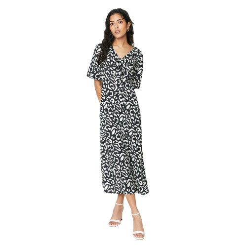 Front - Dorothy Perkins Womens/Ladies Animal Print Front Tie Petite Midi Dress