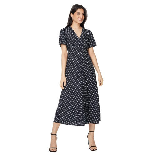 Front - Dorothy Perkins Womens/Ladies Spotted Button Through Flutter Midi Dress