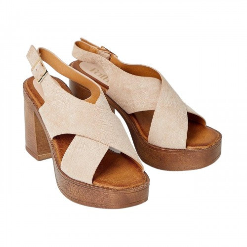 Front - Faith Womens/Ladies Ettie Crossover Strap High Block Heel Sandals