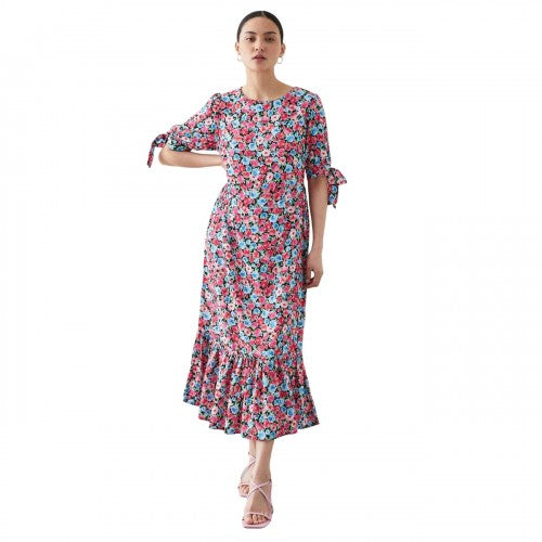 Front - Dorothy Perkins Womens/Ladies Floral Petite Tie Sleeves Midi Dress
