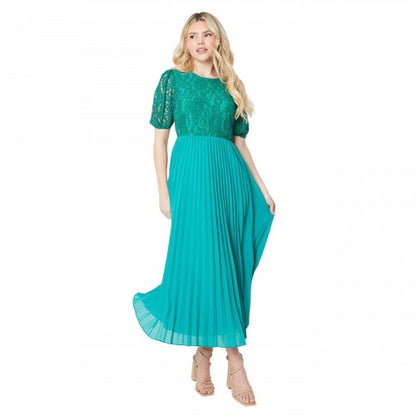 Front - Dorothy Perkins Womens/Ladies Lace Chiffon Pleated Midi Dress