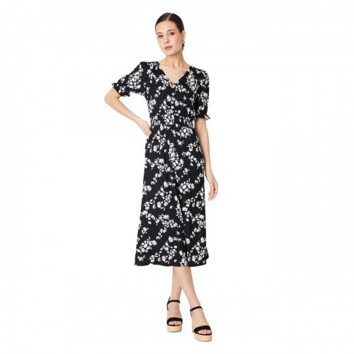 Front - Dorothy Perkins Womens/Ladies Ditsy Print Shirred Waist Midi Dress