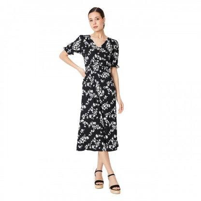 Front - Dorothy Perkins Womens/Ladies Ditsy Print Shirred Waist Midi Dress