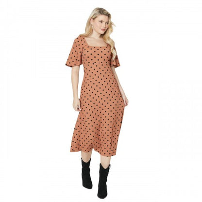 Front - Dorothy Perkins Womens/Ladies Spotted Square Neck Flutter Midi Dress