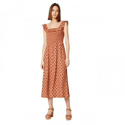 Front - Dorothy Perkins Womens/Ladies Polka Dot Bodice Ruffle Midi Dress