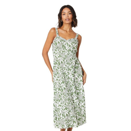Front - Dorothy Perkins Womens/Ladies Palm Frill Neck Midi Dress