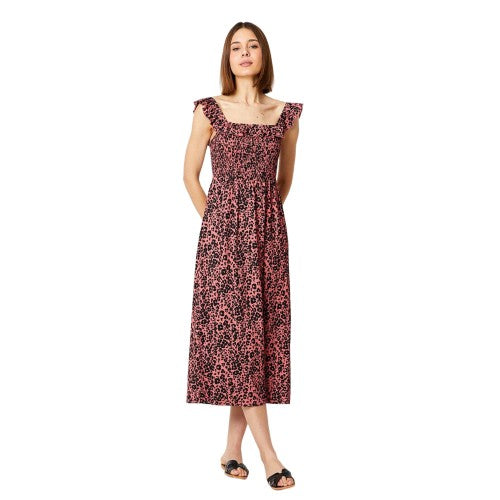Front - Dorothy Perkins Womens/Ladies Animal Print Shirred Midi Dress