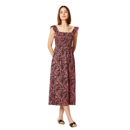 Front - Dorothy Perkins Womens/Ladies Animal Print Shirred Midi Dress