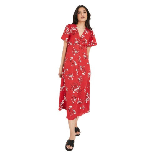 Front - Dorothy Perkins Womens/Ladies Floral Button Through Flutter Midi Dress