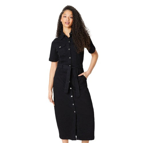 Front - Dorothy Perkins Womens/Ladies Denim Tall Short-Sleeved Midi Dress