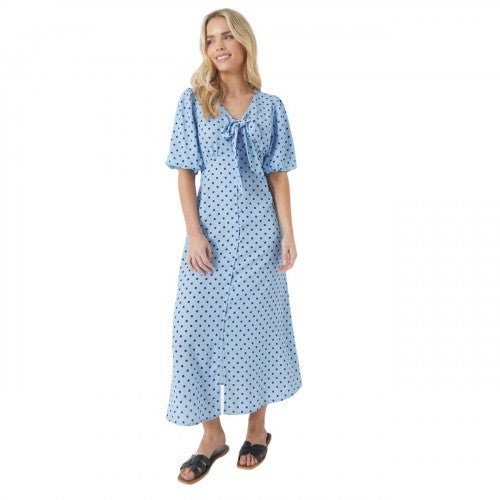 Front - Dorothy Perkins Womens/Ladies Spotted Front Tie Petite Midi Dress