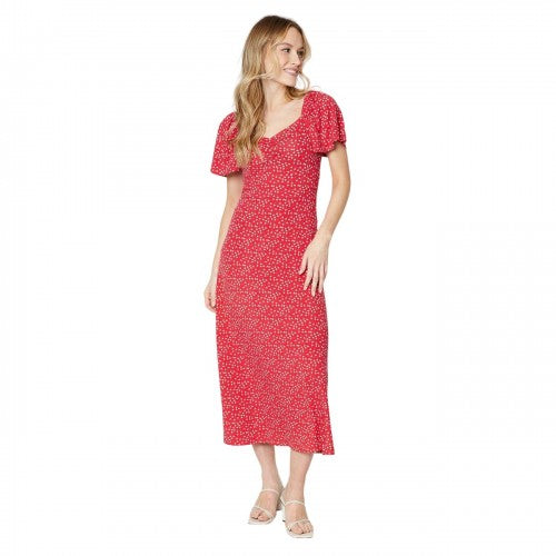 Front - Dorothy Perkins Womens/Ladies Abstract Ruched Flutter Midi Dress