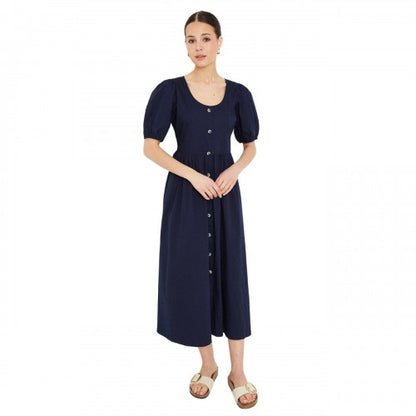 Front - Dorothy Perkins Womens/Ladies Poplin Button Through Puff Sleeve Midi Dress