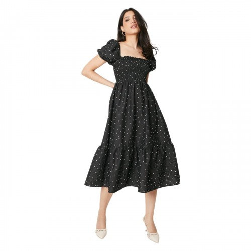 Front - Dorothy Perkins Womens/Ladies Spotted Puff Sleeve Midi Dress