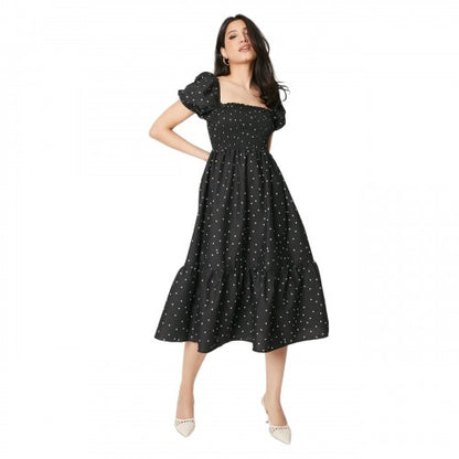 Front - Dorothy Perkins Womens/Ladies Spotted Puff Sleeve Midi Dress